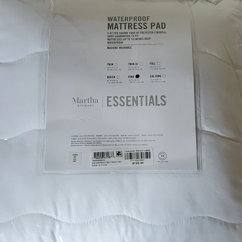 COPY - Martha Stewart - waterproof mattress pad